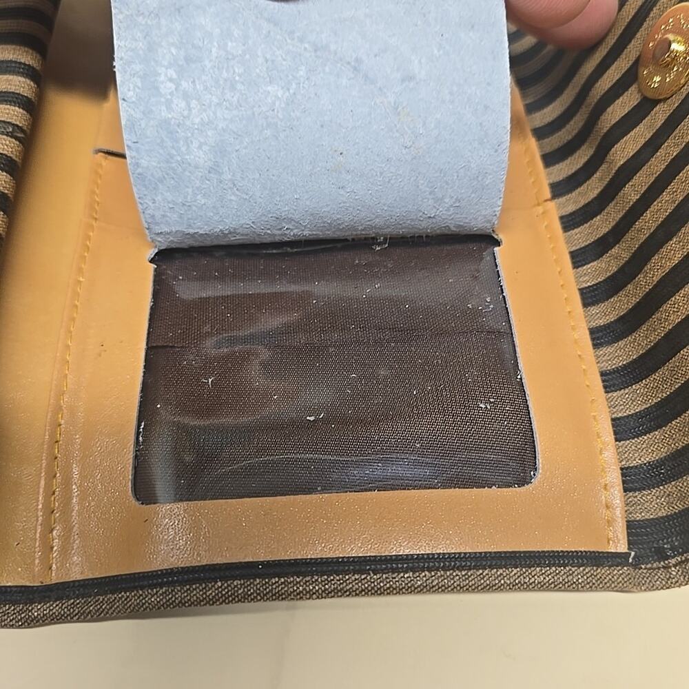 Fendi Striped Pequin Long Tri Fold Checkbook Wallet Vintage Glam - Picture 14 of 16